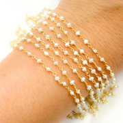 White Freshwater Pearl Gold Plated Wire Chain